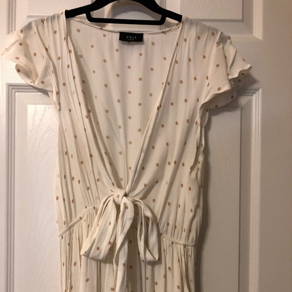 VICI WHITE POLKA DOT DRESS SZ L - Picture 5 of 7